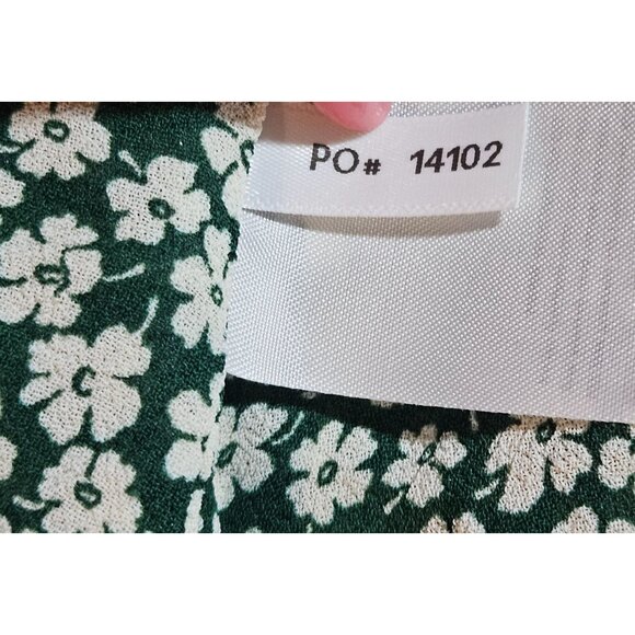 Reformation Green White Floral Wrap Dress Tie Sleeves Lightweight Women's Size S - Picture 10 of 15